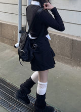 スクールルックシャツカーディガンレイヤードセット / School Look Shirt Cardigan Layered Set