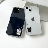 ブラック - サプライズサムキャットカップルフォンケース