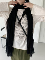 スプリングリネンプリーツロングスカーフマフラー / Spring Linen Pleated Long Scarf Muffler