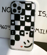 スマイルハートチェッカーボードフォーンケース / Smile Heart Checkerboard Phone Case