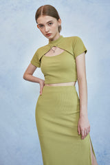 HIDE Chain Crop Top (Olive) (6570964025462)