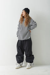 ストライプハイネックプルオーバー / BSR2223FWPO025 STRIPE HIGH NECK PULLOVER BLACK