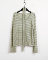 Town Scarf Set Striped Linen Long Sleeve T-Shirt