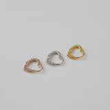 Twisted heart ring piercing / 3 color / 1pcs