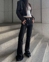 Long roof denim boots cut pants
