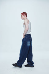 ヴィンテージ ウォッシング ワイド デニムパンツ / Vintage Washing Wide Denim Pants Blue