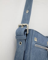 デニムスタッズショルダーバッグ/Denim Studded Shoulder Mini Bag (2color)