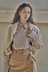ベルトボタンスカート/BELTED BUTTON SKIRT_BEIGE