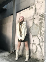 モリガールコージールースウールフーデッドニットウェア