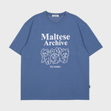 マルチーズアーカイブライングラフィックハーフスリーブTシャツ / Maltese archive line graphic half sleeve tshirts