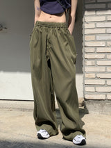 ロモンデイリーバンディングストリングコットンロングワイドパンツ / Romon Daily Banding String Cotton Long Wide Pants