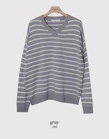 CLボーダールーズVネックニット(3color)