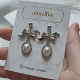 [SNSD Tiffany Earring] Mary Earring - Pearl Version (Silver)