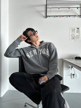 LMN Dear New York Lettering Hachi Knitwear Zip-up (3 colors)
