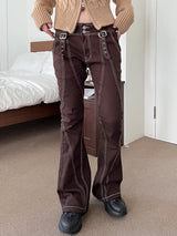 ブラウン ステッチ ブーツカット トラウザー / brown stitch bootcut trousers
