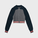 TROPICAL ZIP-UP SHORT CARDIGAN_MELANGE GREY