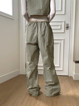 Tabe shirring jogger nylon pants set-up