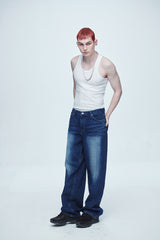 ヴィンテージ ウォッシング ワイド デニムパンツ / Vintage Washing Wide Denim Pants Blue
