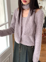 [Wool 20] Baffe Bubble Deep Unneck Knit Scarf Set