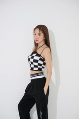 チェッカークロップトップ/TOP(9228) Checker Crop Top (with Cap)
