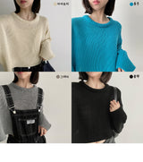 とにークロップラウンドニットウェア / Tony Crop Round Knitwear