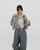 ウィットストリングフードカーディガン / Wit string hooded cardigan (3color)