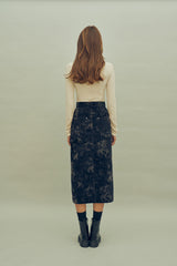 ケミカルウォッシュ風コーデュロイスカート / HIDE Slit Long Skirt (4606125572214)