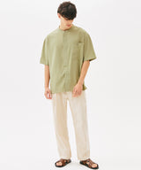 ONE POCKET MINIMAL COLLAR OVERFIT SHIRT (SAGE GEEN) (6585515212918)