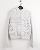 Bolt Napping Shirring Pleated Cropped Long-Sleeved Hoodie T-Shirt