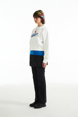 チェリープラネットグラフィッククロップスウェットシャツ / CHERRY PLANET GRAPHIC CROP SWEATSHIRT [WHITE]