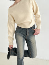 ソフトリップラインニット/Soft lip line knit (5color)
