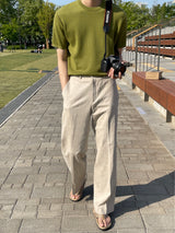 サマーリネンアイスバックバンディングスラックス/Summer linen ice back banding slacks (3 colors)