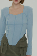  SOFT SQUARE NECK TOP / SKY BLUE