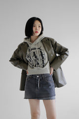 フォトクロップフードTシャツ/Photo Crop Hooded T-shirt (2color)