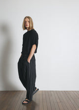 DOTTED-STRIPE BALLOON SWEAT PANTS (Black) / ドットストライプバルーンスウェットパンツ