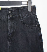 2ボタンデニムスカート / two-button black denim skirt