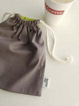 Two tone string pouch - dim gray L