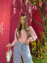 sky pink top cardigan (6676065026166)