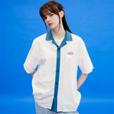 ドルフィングラフィックボーリングハーフスリーブシャツ/Dolphin graphic bowling half sleeve shirts