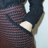 Bulgaria virgin wool A-line tweed skirt / Black