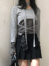 ハイウエストカッティングダメージプリーツスカート