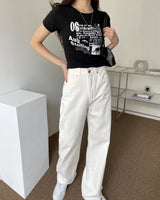 キャットビンテージプリントクロップショートスリーブTシャツ