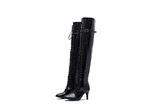 Thigh High Buckle Heel Boots(Black)