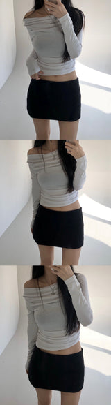 Uel Boat Neck Shirring T (3color)