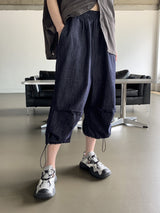 [フェードなし] ストリング ツーウェイ ワイド デニム ショートパンツ パンツ/ [NONE FADE] Seulti String Two-Way Wide Denim Shorts Pants