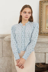 100% wool hand stitch print cardigan_blue (6655895863414)