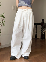 Hasti Pintuck Banding Cotton Long Wide Pants