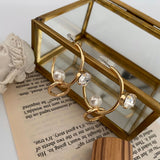 パールユニークドロップツインリングピアス/op Pearl Earrings Unique Drop Twin Ring Earrings Wedding Guest Look