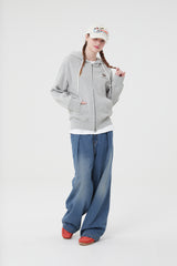 ウィティーバニーフーディージップアップ／WITTY BUNNY HOODIE ZIP UP [MELANGE GRAY]