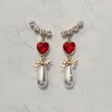 ハートラブウィングイヤリング / Red Heart Love Wing Earring